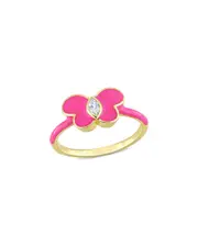 Rina Limor Gold Over Silver 0.13 ct. tw. Sapphire Enamel Butterfly Ring