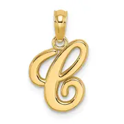 14K Yellow Gold 14Ky Script Letter C Initial Pendant