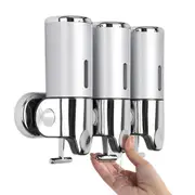 Stainless Steel Wall-Mounted 3-Chamber Soap Dispenser 1500ml-Silver