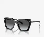 Prada Sunglasses SPR23Z 16K-5S0 Black Butterfly Frames Dark Grey Lens 54-18-145