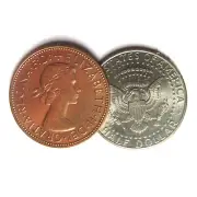 Copper Silver Kenndy Half Dollar English Penny Coin Magic Trick 2 Coin Set