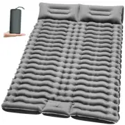 Double Camping Sleeping Pad, Inflatable Camping Pad Foot Pump Full Grey