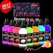 Halloween Glow in the Dark Paint, 8 Neon Colors for Crafts