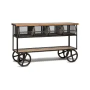 Lirash Wooden Kitchen Island Bench Trolley Cart with Drawers and 3 Level Storage