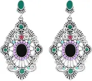 [LAXTO] Earring Hoop,Nose Lip Rings,Stud Earrings,Boho Earrings for Women, Vintage Earrings Exquisites Small Earrings High End Light Luxury Earrings Jewellery Gifts (Color : Gray, Size : One Size)