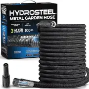 100ft Heavy Duty Flexible Stainless Steel Garden Hose Lightweight Kink Free Yard