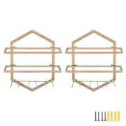 2 Set Wall Mounted Wine Rack Metal Hanging Wine Bottle Holder Gold