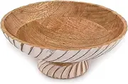 EDHAS Decorative Bowls Mango Wood Wooden Bowl Hand Carved Home Decor for Dining Table Center used as Centerpiece for kitchen counter or dining table (12" X 12" X 4.75")