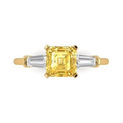 1.62Ct Square Emerald Cut Natural Citrine Solid 14K/18K Gold Engagement Ring