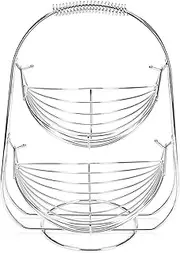 2 Layer/3 Layer Fruit Basket Kitchen Counter Creative Fruit Bowl Silver Fruit Stand Home Kitchen Metal Storage Rack