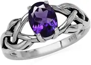[Silvershake] 1.18ct. Natural African Amethyst 925 Sterling Silver Celtic Knot Solitaire Ring