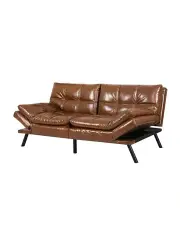 [Levede] Futon PU Faux Leather 3-Seater Sofa Bed in Brown