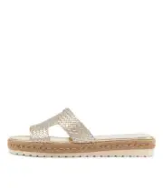 New Django & Juliette Sabeen Pale Gold Weave Sandals Womens Shoes Casual