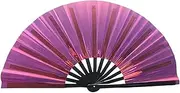 manhegari Folding Popping Fan - Foldable Handheld Performances Fan | Fantasy Holographic Effect, Performance Props For Music Festivals, Carnival, Rainbow Outfits