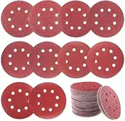 100PCS 5 Inch 8 Holes Sand Paper, Sandpaper Set 10 Different Grades Including 60 120 240 400 600 800 1000 1200 1500 2000, 125mm Sanding Discs Back-up Sanding Pad for Orbital Sander