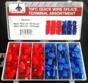 70pc GOLIATH INDUSTRIAL QUICK WIRE SPLICE CONNECTOR ASSORTMENT QWS70 RED BLUE