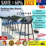 Gardeon 4pcs Outdoor Bar Stools Set of 4 Plastic Metal Bistro Patio Dining Chair
