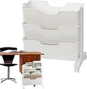 Furtryvl Movable Bookshelf Cart,Snack Storage Rack 3-Layered - Rolling File Organizer Cart For Document Snack Textbook