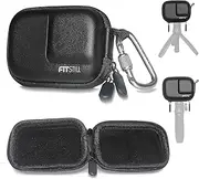 Fitstill Black PU Compact Camera Case for INSTA360 ace pro 2/ace pro, DJI Osmo Action 5 pro/4/3, INSTA360 ace pro 2 Accessories Carrying Case, Hard Travel Bag for Action 3/4/5pro