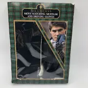 Vintage Bill Blass Men's Matching Muffler and Driving Gloves Set Black NIB HG46