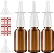 SOVYOULIVE Nasal Spray Bottle, 3 Pcs 30ML/1oz Glass Amber Empty Nose Spray Bottle, Small Refillable Nasal Sprayer with Funnels and Labels