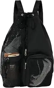 [ZCOINS] Unisex Swim Bag Mesh Drawstring Backpack Swimming Bags Swimming Equipment Bag with Wet Pocket for Swim Gym Workout Gear for Men Women