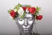 Romantic Red White Rose Adult Flower Crown Festival Boho