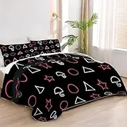 Allenjoy Queen Size Survival Game Quilt Bedspreads Korean Drama Bed Set Bedding Coverlet Fabric Washable with 2 Pillow Shams SC00210-007