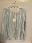 ANA Top Womens PXXL Cotton Linen Blouse Stripes Boho Lagenlook Coastal Peasant