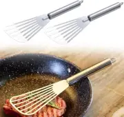 2 Pack Fish Spatula - Flexible Stainless Steel Polished Metal Kitchen Slotted