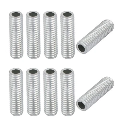 10Pcs M6 Full Threaded Lamp Nipple Pass-Through Pipe Connector 20mm Length