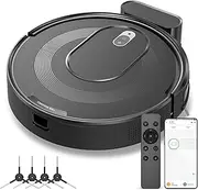 KOZVIX Robot Vacuum Cleaner,2800Pa Suction,720ml Large Capacity,120 Mins Runtime,Self-Charging Slim Robotic Vacuums,APP/Voice/Remote Control,No Entanglement Suction Port Ideal for Pet (Black)
