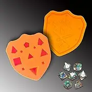 Migugaga DND Dice Mold for Resin Casting, Sharp Edge D&D Silicone Dice Molds with Dice Making Kit, Personalized Silicone DND Dice Molds for DIY Crafting of 7 Standard Polyhedra - Orange