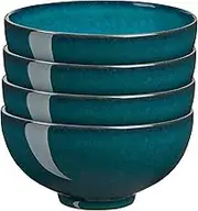 Denby - Greenwich Rice Bowls Set of 4 - Dishwasher Microwave Safe Crockery 480ml, 13cm - Green Glazed Ceramic Stoneware Tableware - Chip & Crack Resistant Soup Bowls