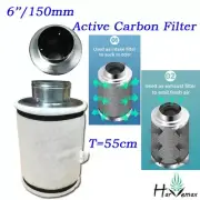Hydroponic 6" 150mm 55cm Tall Activated Carbon Filter Virgin Carbon Exhaust