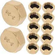 GAXIRE 12 Pcs Brass Threaded Cap with Gaskets for Hose and Pipe Sealing Water Stop Valve Connectors for Irrigation and Plumbing Systems