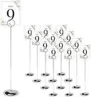 HOHIYA 12 Pcs Table Number Holders 12 Inch Place Card Holder Stands Chrome Silver Tall for Photos Food Signs Memo Notes Weddings Restaurants Birthdays Party