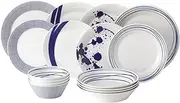 [Royal Doulton] Pacific Blue Collection - Porcelain Tableware Set of 16 - Dinner Plates, Salad Plates, Pasta Bowls, Cereal Bowls