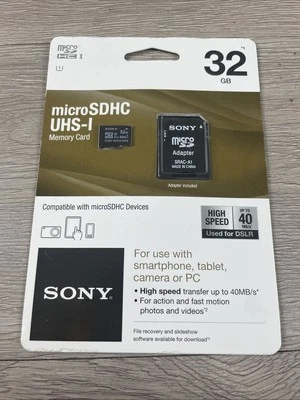 NEW Sony 32GB MicroSDHC UHS-I Card SR32UYA/TQMN - SEALED, NIB