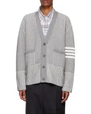 4-Bar V-neck cardigan light gray