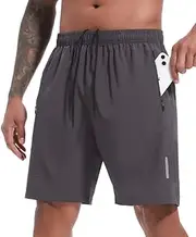 [SIMIYA] Gym Shorts for Men Basketball Athletic Pants Lightweight Quick Dry Men's Sports Shorts with Zip Pockets