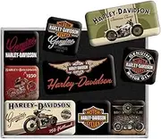 Nostalgic-Art Retro Fridge Magnets 9 Pack Harley Davidson Bikes - Gift Idea for Bikers, Magnet Set for Magnetic Board, Vintage Design