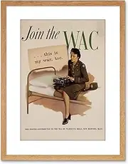 Vintage Ad War WWII USA Join Wac Women Typewriter Equality Framed Wall Art Print
