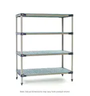 MetroMax 4 MF-215474G-S-4 4-Shelf Plastic Industrial Shelving Starter Unit, 21"