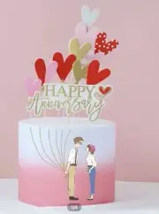 10pcs Anniversary Heart Design Cake Topper