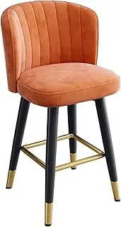 Barstools Home Kitchen Breakfast Bar Stool Cashier Reception Desk Chair 360° Swivel Island Bench with Backrest with Wrought Iron Footrest (Color : Orange, Size : 65cm/25.6")
