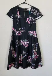 Yumi Womens Black Floral Dress Size 2/4 New With Tags #1V173