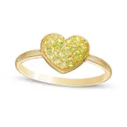 Peridot Cluster Heart Ring in Solid 10K Yellow Gold