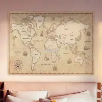 在飛比找蝦皮購物優惠-❤Milly❤世界地圖 背景布ins 掛布復古航海 房間裝飾