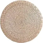 Round Straw Pouf Tatami Meditation Cushion Soft Yoga Mat for Zen Balcony Decor Light Yellow 40cm
